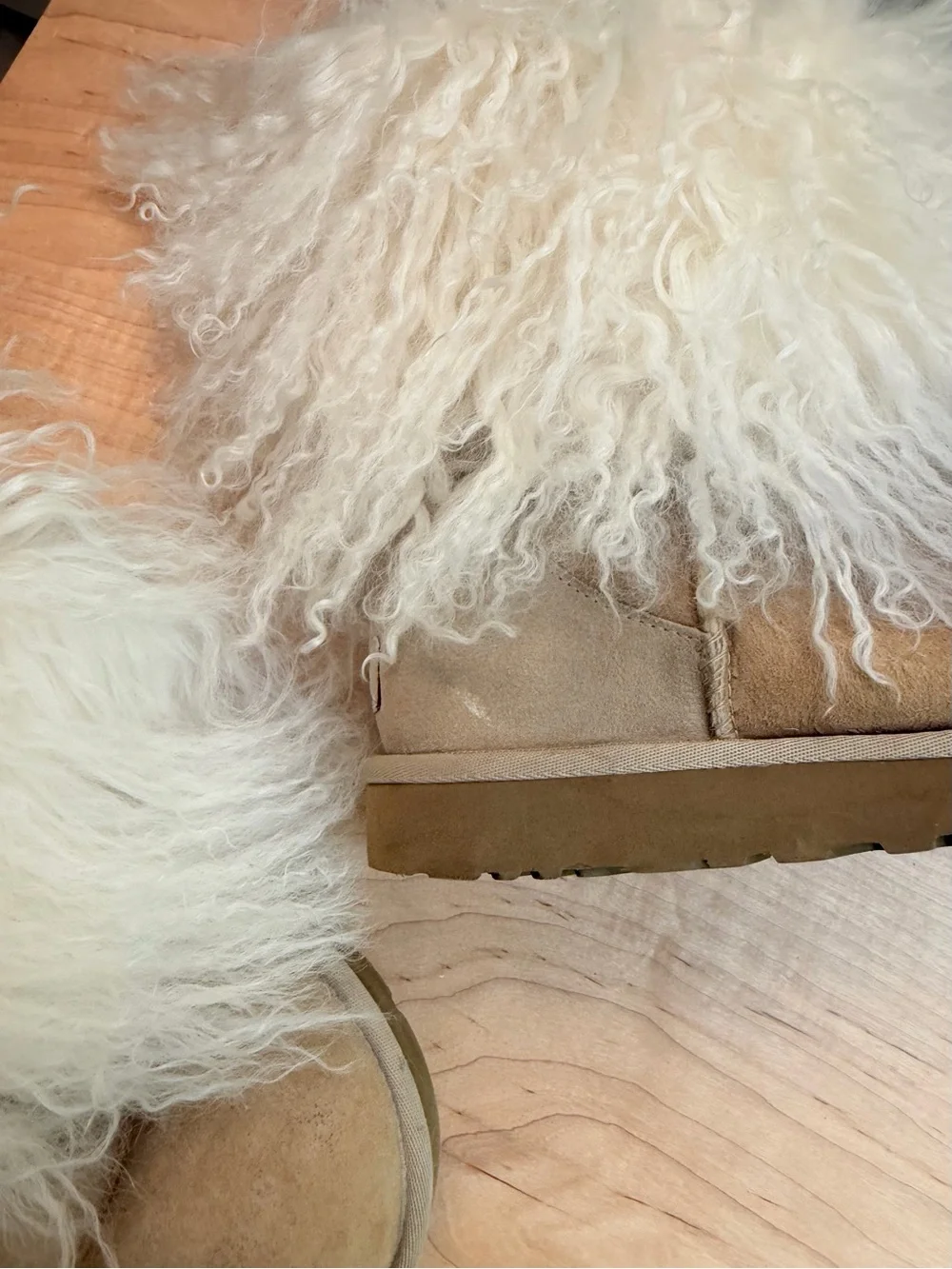 UGG Cream Sheepskin Cuff Short Suede Boots